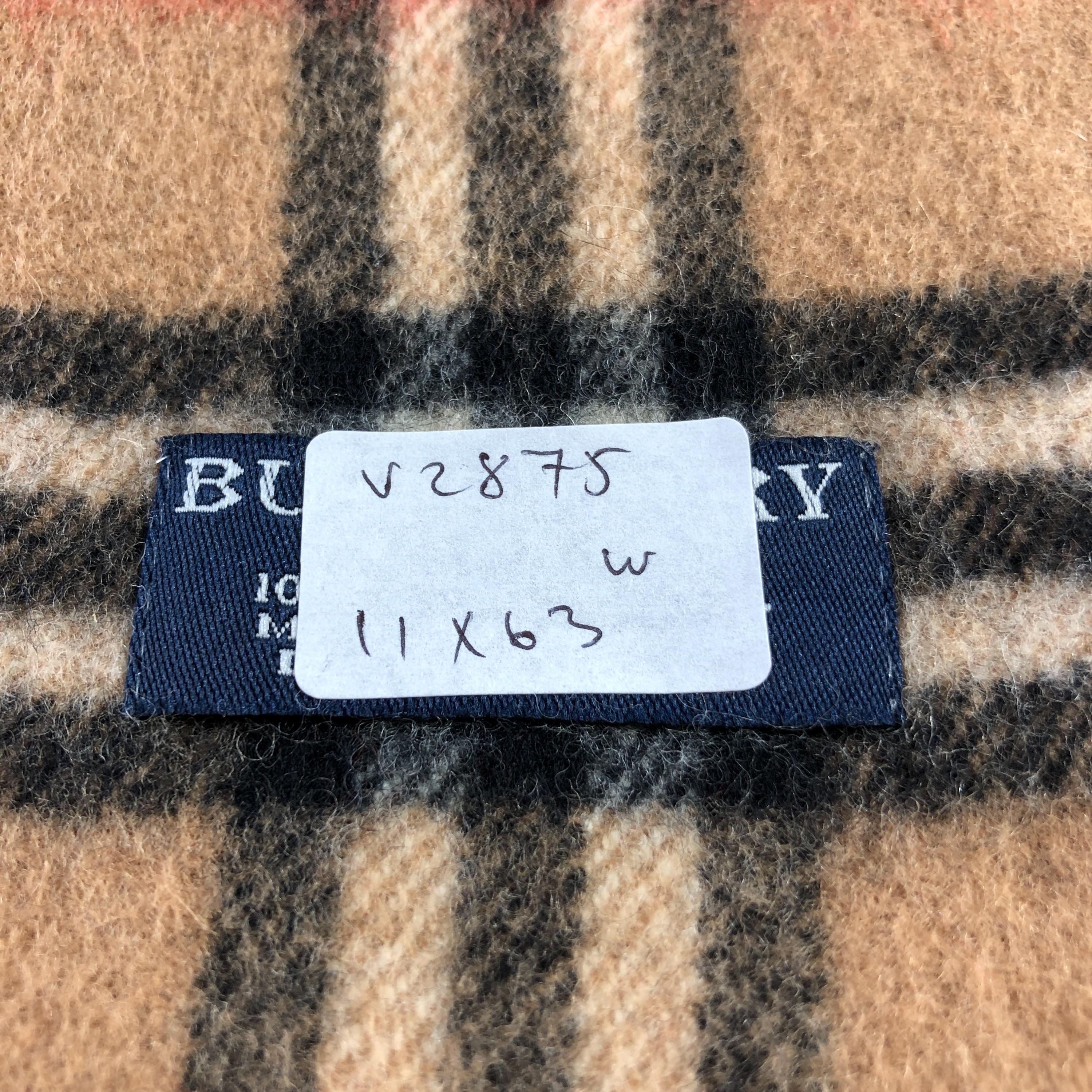 Vintage Burberry London Scarf, 100% Lambswool Nova Check Plat, Tan