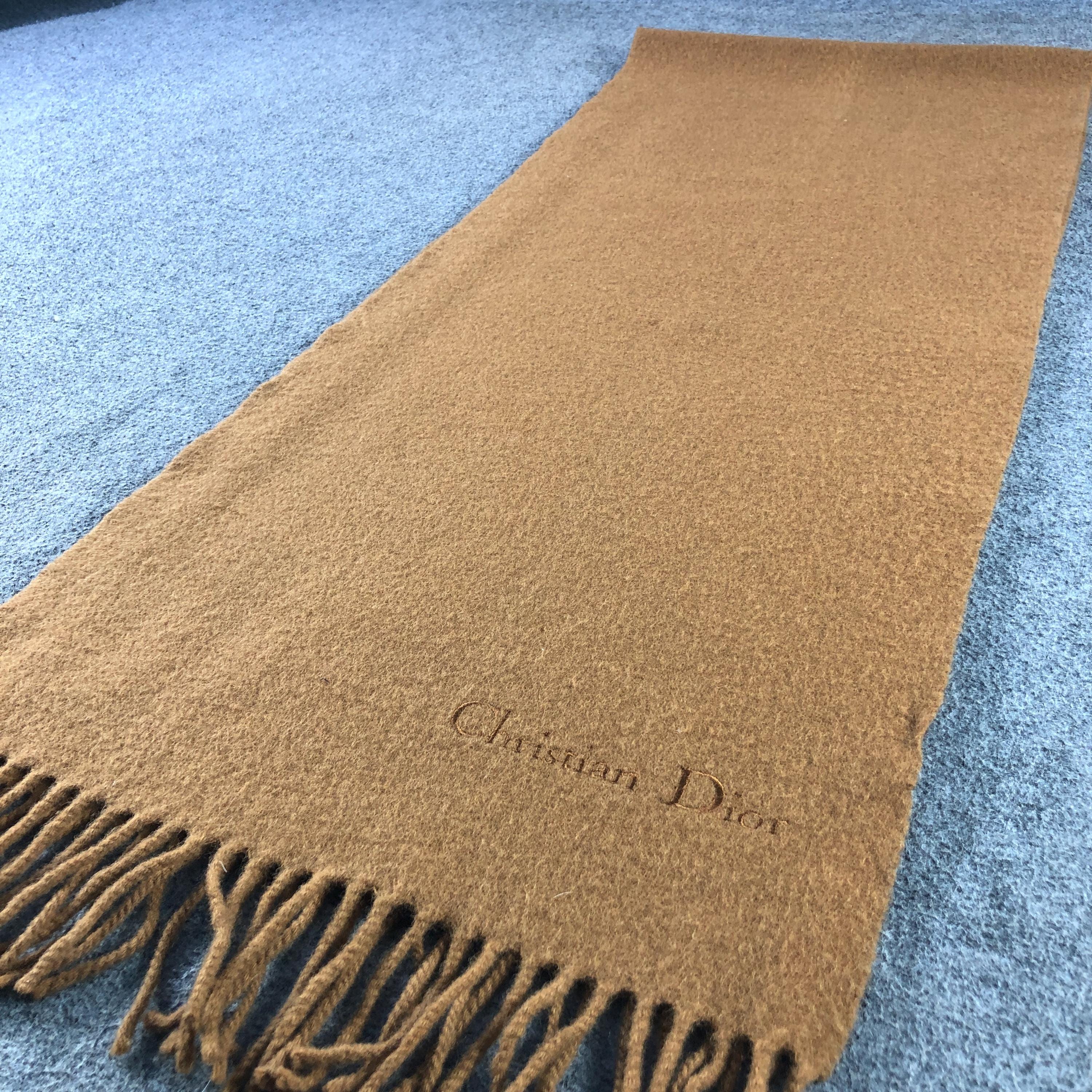Vintage Christian Dior Scarf, Brown Lambswool Winter Muffler