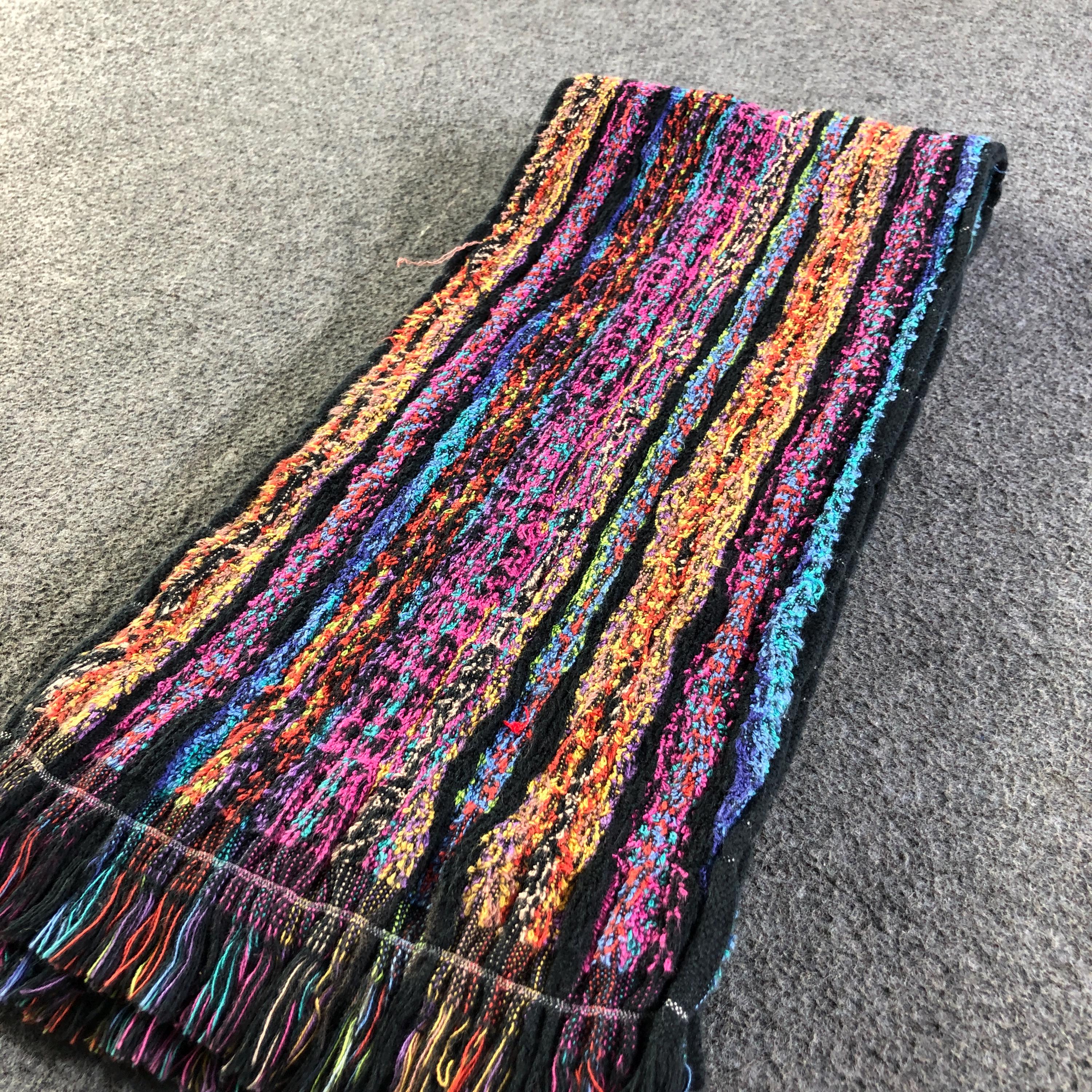 Vintage Missoni Home Scarf Made in Japan, Rainbow Stripe Cotton