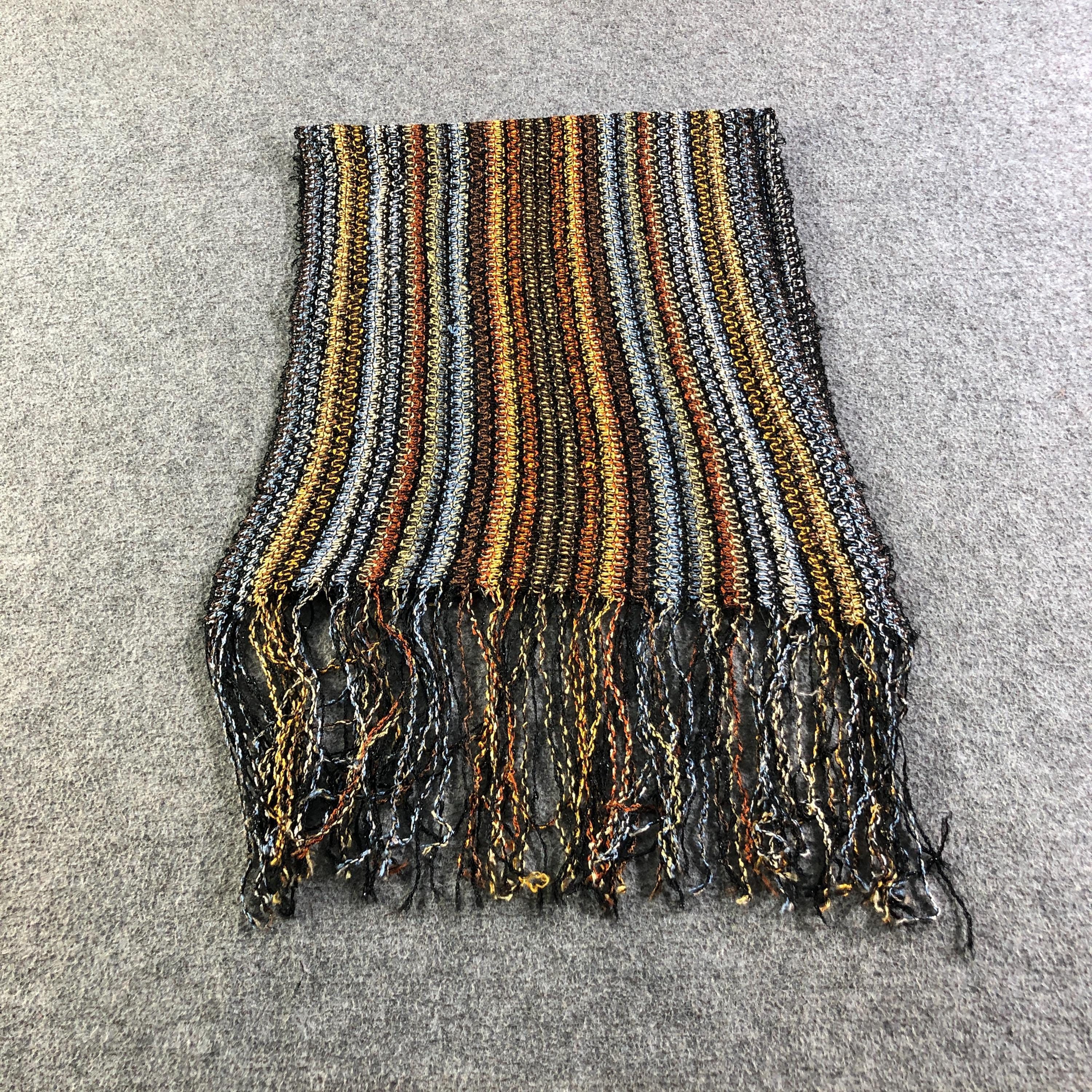 Vintage Missoni Foulard Unisex Scarf Italy Metallic Knit Zig  display picture 1