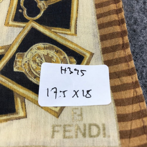 Vintage Fendi Silk Handkerchief, Authentic Zucca Border Pocket