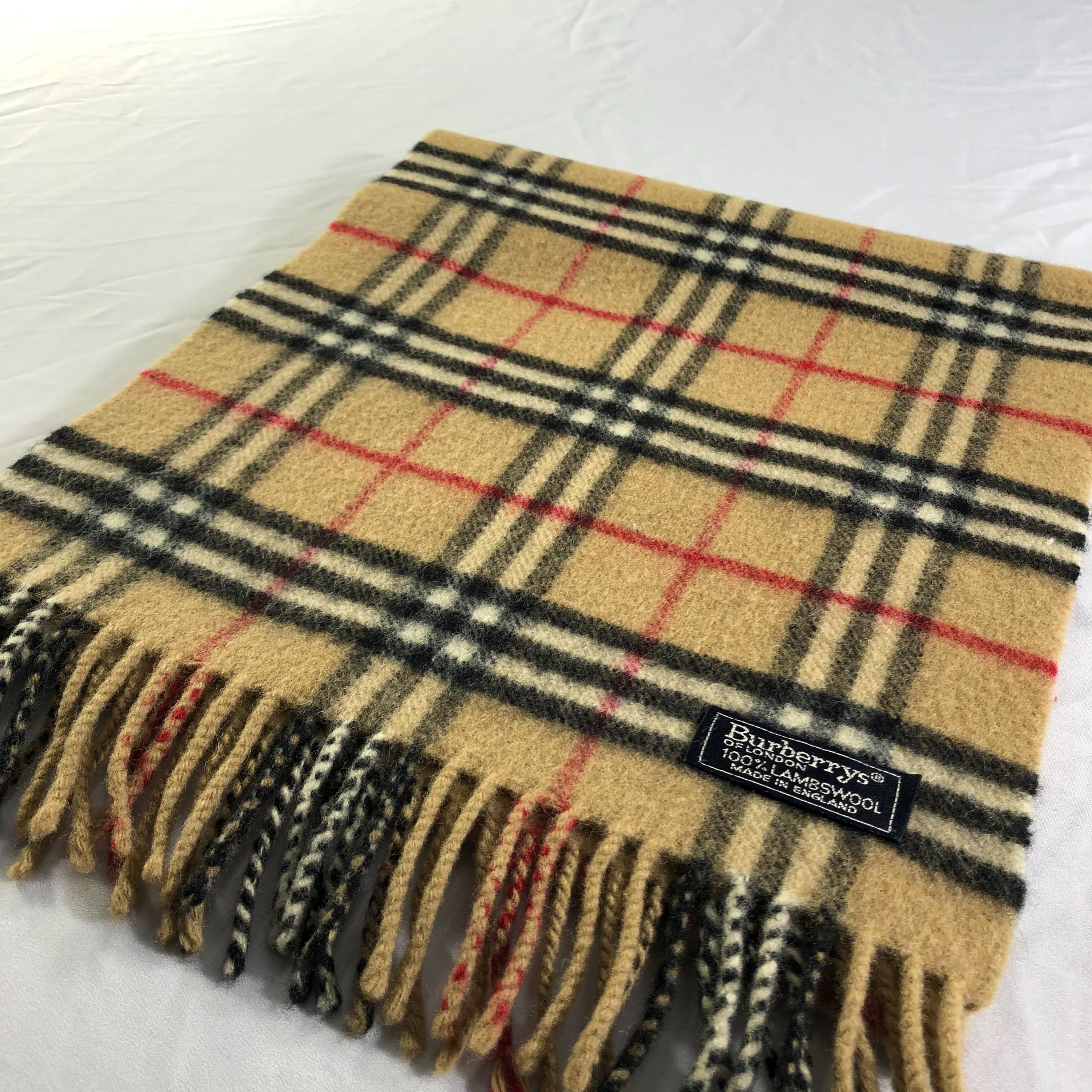 Vintage Burberrys of London Scarf, 100% Lambswool Nova Check