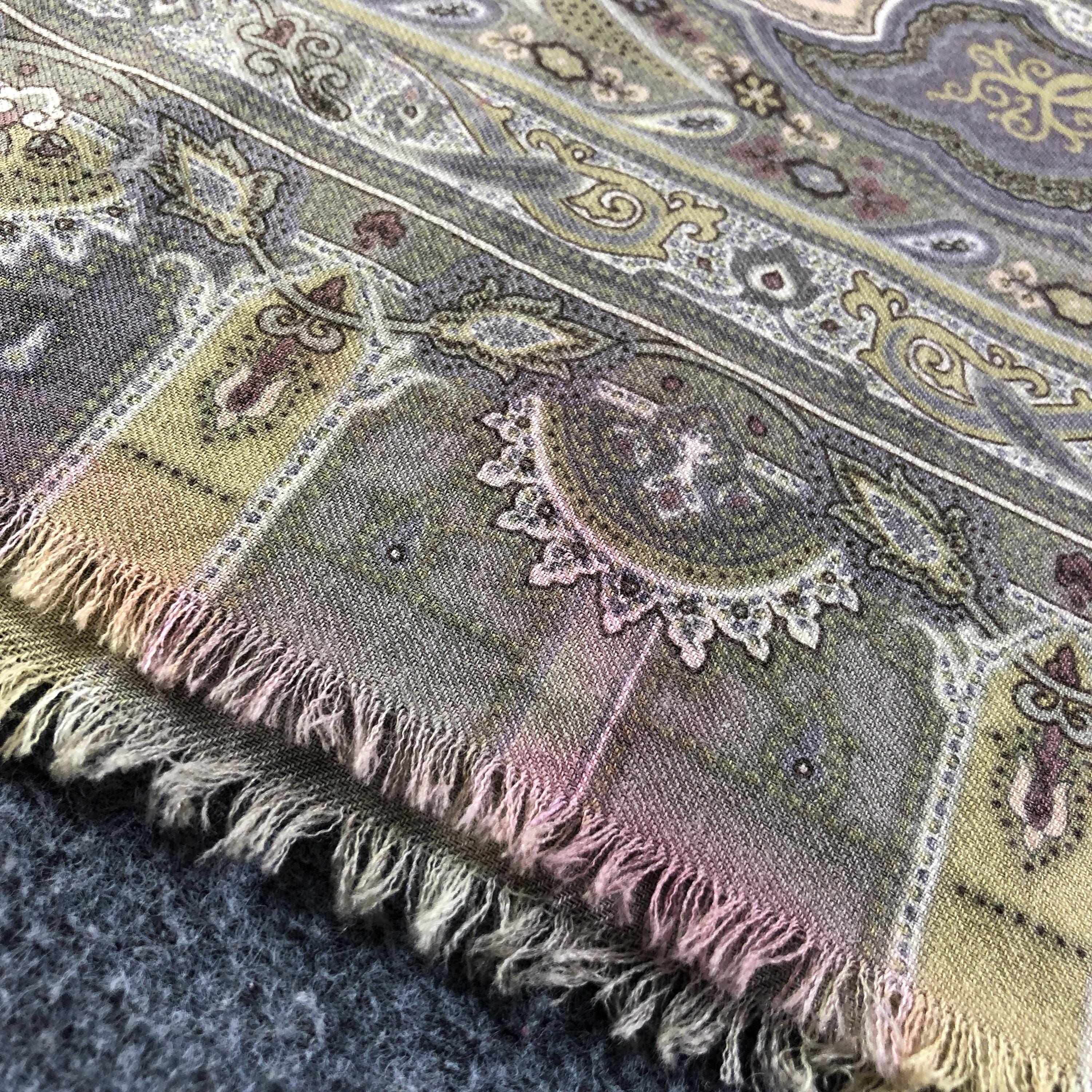 ヴィンテージ ETRO ミラノ ペイズリー柄 スカーフ 70-30% ウール