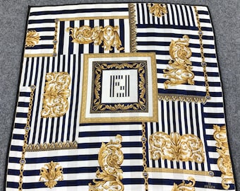 Vintage Fendi Handkerchief, Fendi Neck Scarf, Vintage Fendi Bandana, Fendi Roma Scarf, Fendi Pocket Square, Vintage Fendi Head Scarf