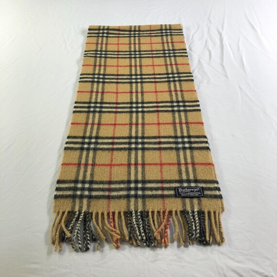 Vintage Burberrys of London Scarf, 100% Lambswool Nova Check
