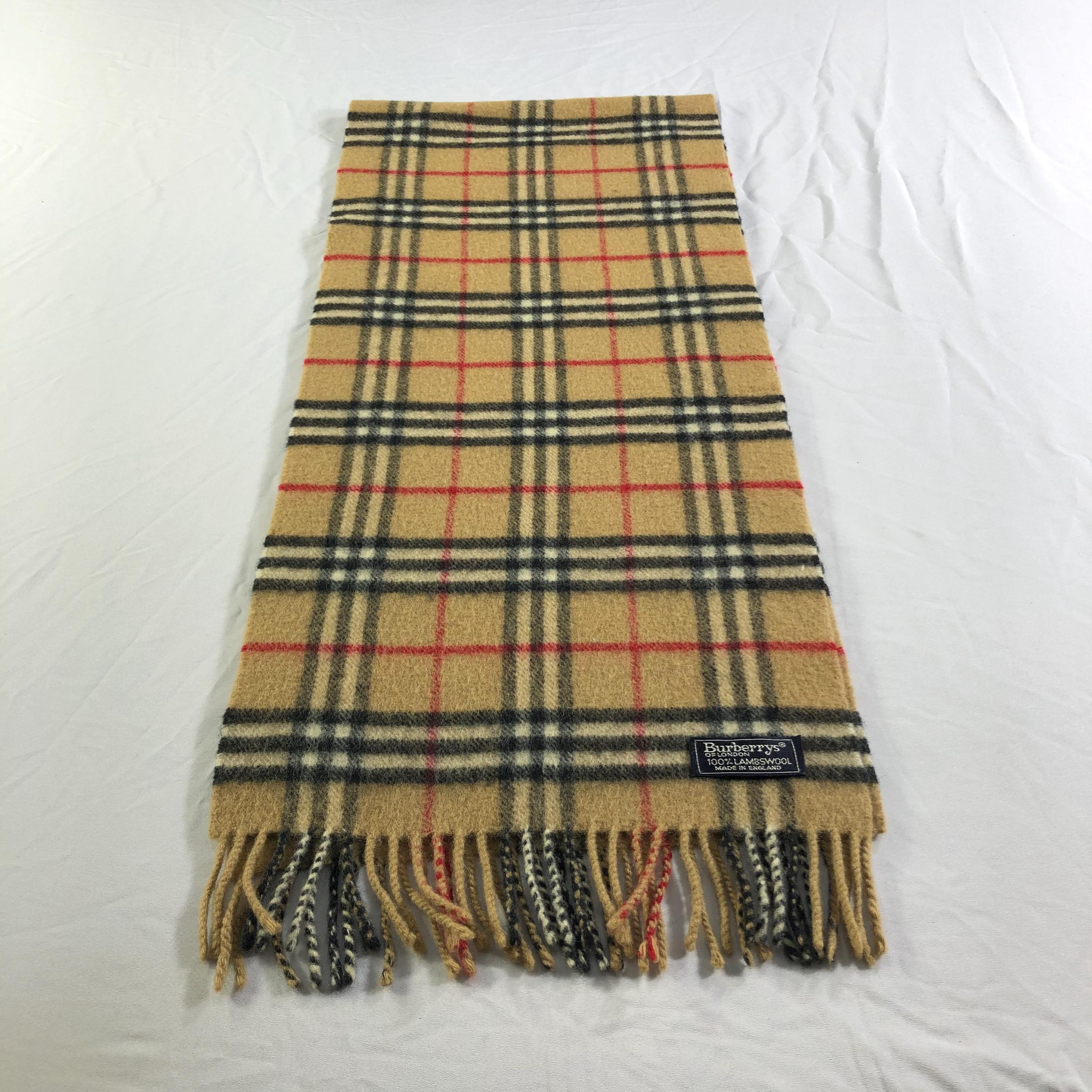 Vintage Burberrys of London Scarf, 100% Lambswool Nova Check