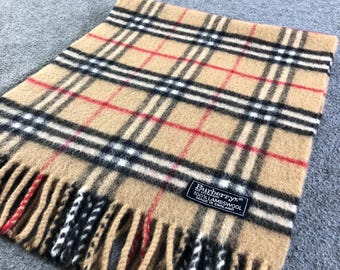 Vintage Burberry Tan Wool Scarf Burberry Scarf Vintage Burberry Muffler Authentic Burberry Scarf Winter Soft Wool Scarf Winter Neck Wear