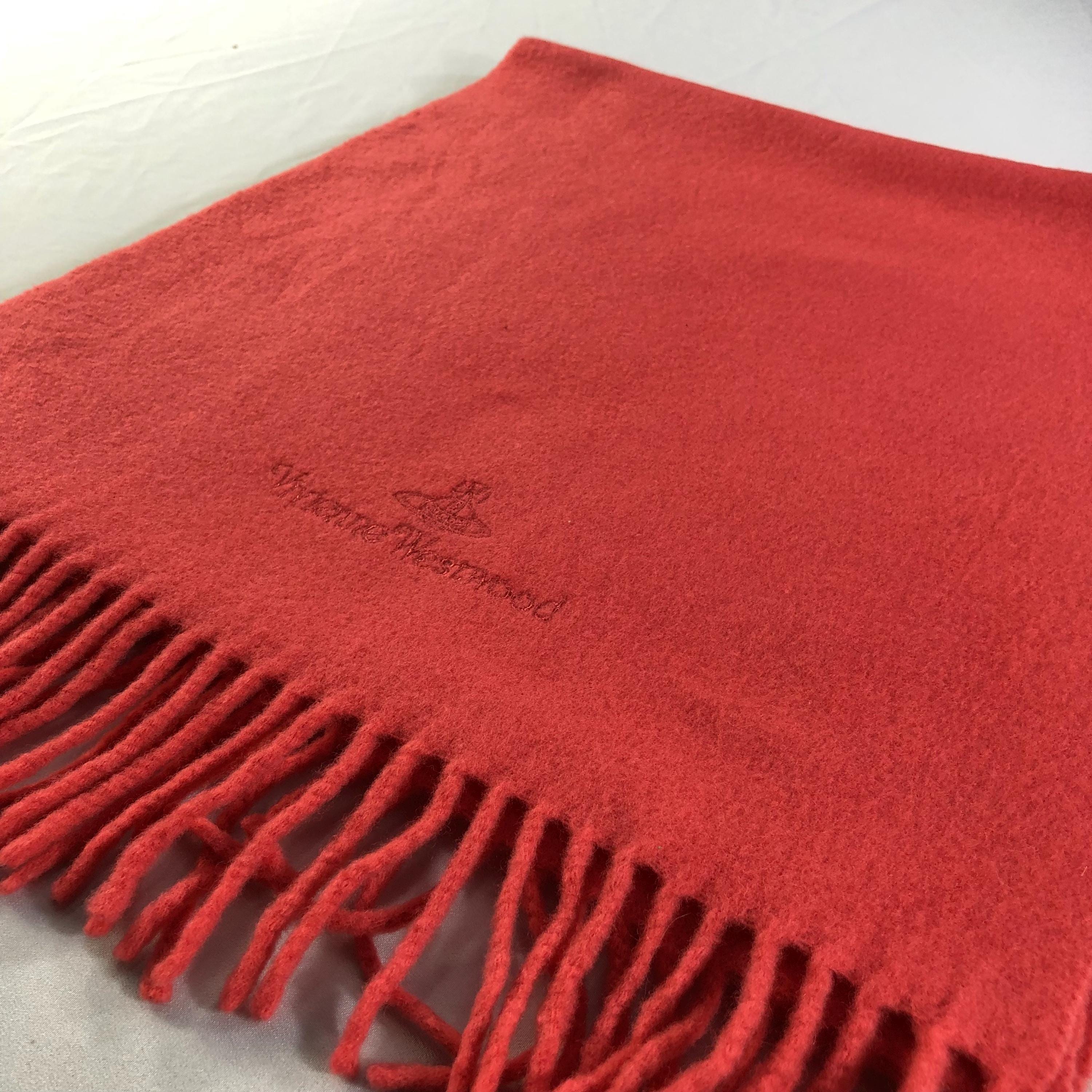 小物 Vivienne Westwood Orb Cashmere Muffler Vintage Vivienne Westwood Red Cashmere Blend Scarf, Embroidered
