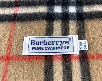 Vintage Burberrys Cashmere Scarf Classic Nova Check Beige Scarf