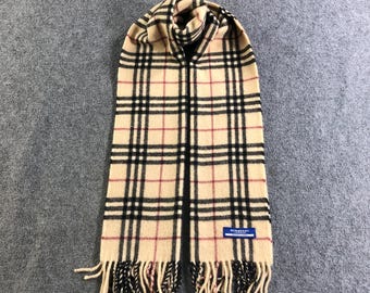 Vintage Burberry London Blue Label Scarf, Nova Check Cashmere Wool