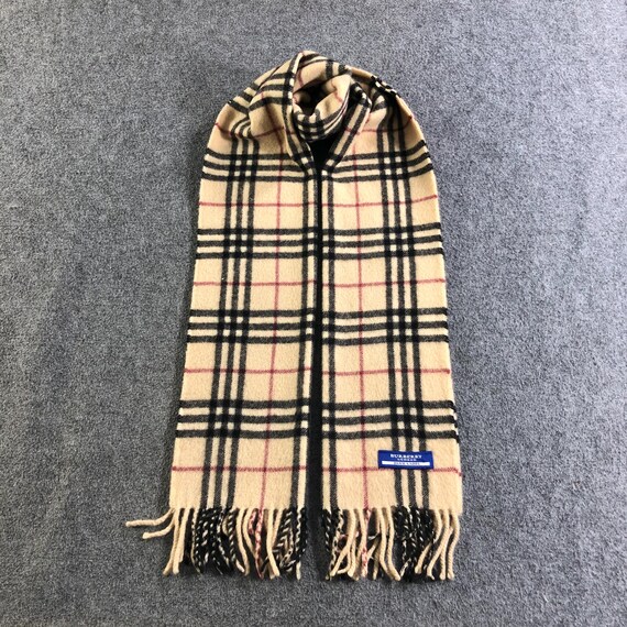 Vintage Burberry London Blue Label Scarf, Nova Check Cashmere Wool