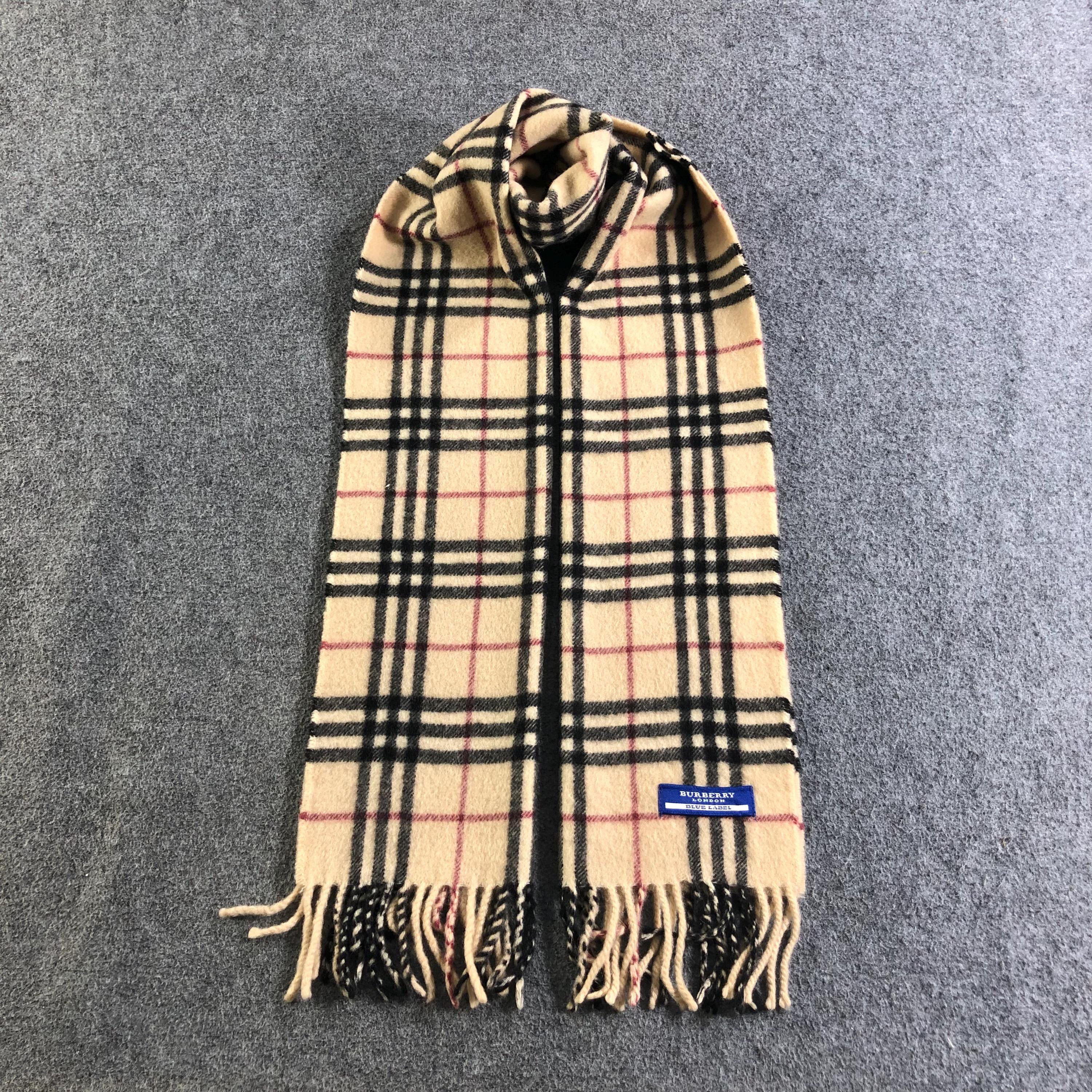 BURBERRY BLUE LABEL　カットソー　襟ノヴァチェック　スカーフ グラデーションチェック カシミアスカーフ (ブラック／キャラコ
