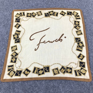 Pañuelo vintage Fendi, pañuelo para el cuello Fendi, bandana vintage Fendi, bufanda Roma Fendi, pañuelo de bolsillo Fendi, pañuelo vintage Fendi para la cabeza