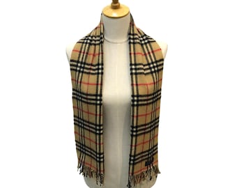 Vintage Burberry Tan Scarf Burberry Scarf Vintage Burberry Muffler Authentic Burberry Scarf Winter Soft Cashmere Scarf Winter Neck Wear