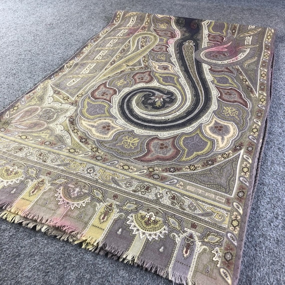 ヴィンテージ ETRO ミラノ ペイズリー柄 スカーフ 70-30% ウール