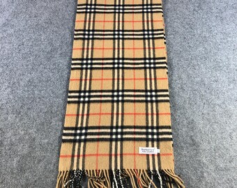 Vintage Burberrys Pure Cashmere Scarf, Luxury Nova Check Plaid
