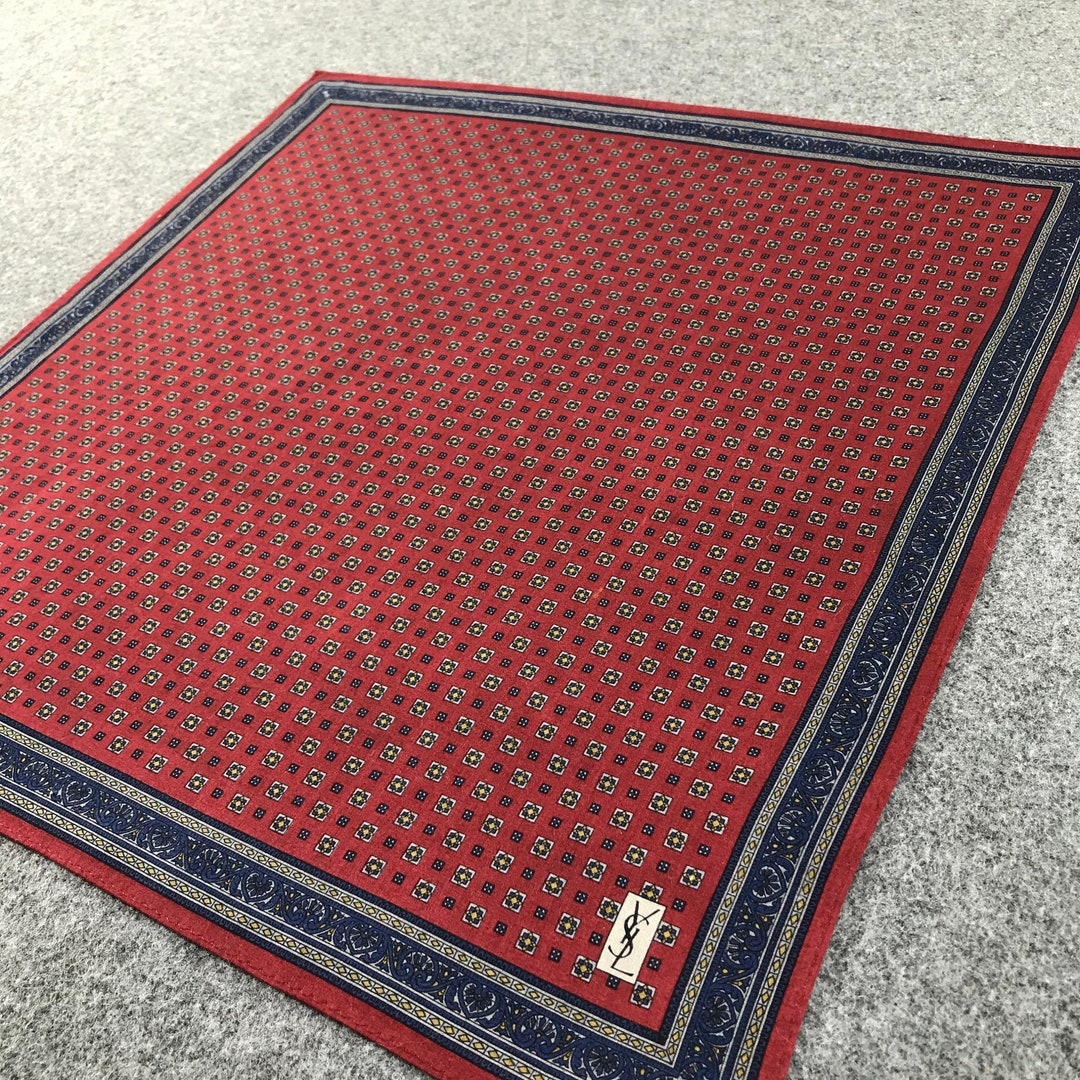 Ysl Geometry Pattern Vintage Yves Saint Laurent Pocket Square Red Blue Geometric Pattern ...