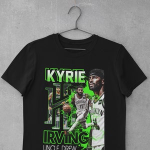 Kryie Irving Boston Celtics Mens Green Vertical Short Sleeve T Shirt