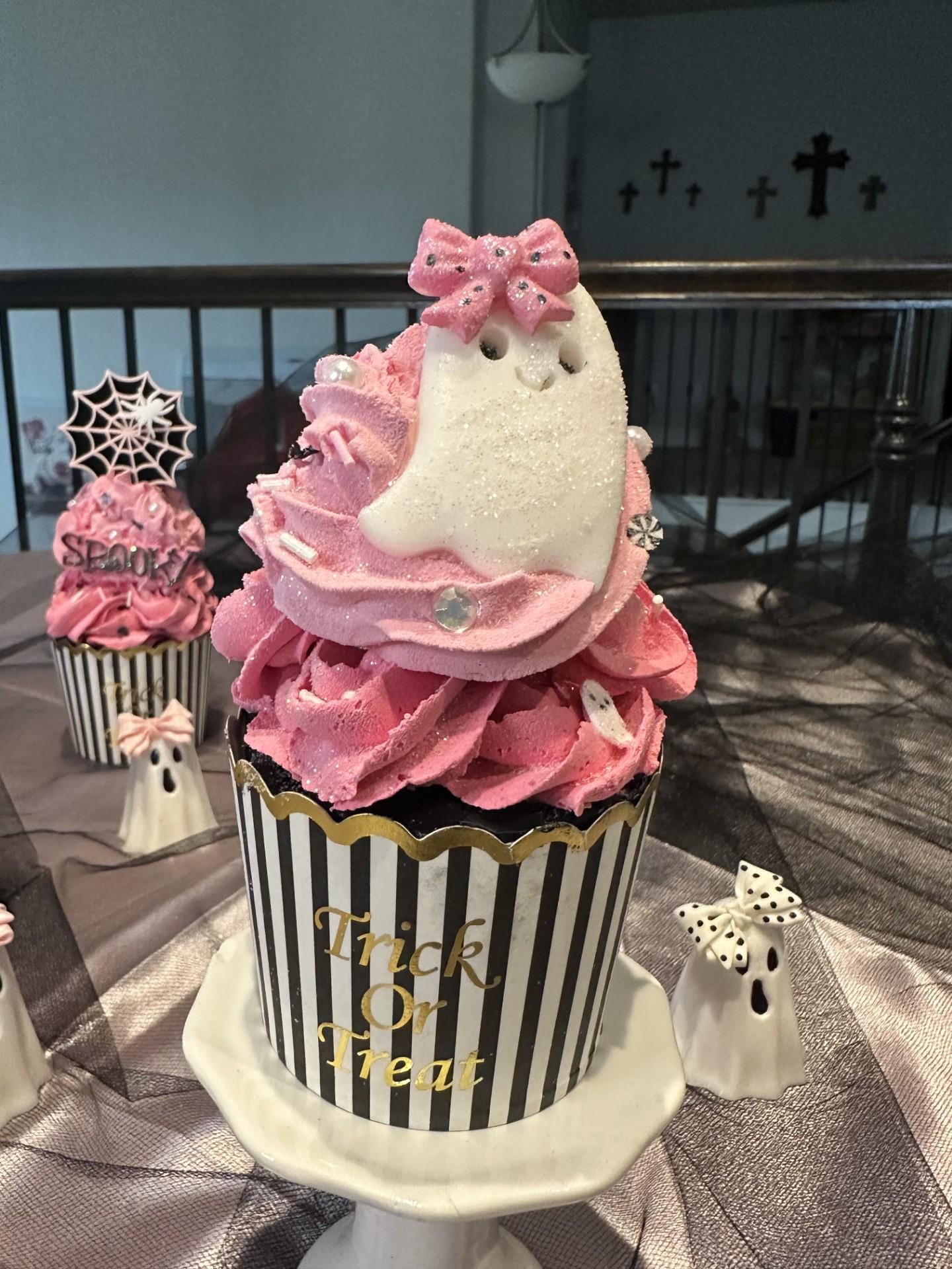 Pink Glam Halloween Fake Cupcakes Faux Halloween Cupcakes Halloween Decorations Halloween Tiered Tray Decor