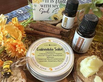 Organic Calendula Healing Salve, Natural Herbal Skin Care, Soothing Balm