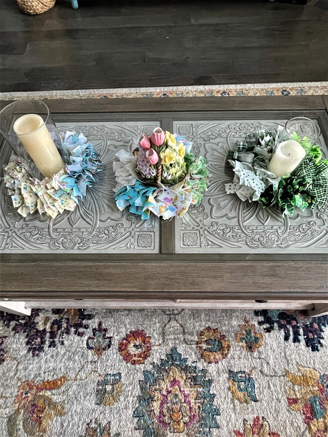 Spring Rag Candle Rings Rag Candle Rings Spring Candle Ring Etsy