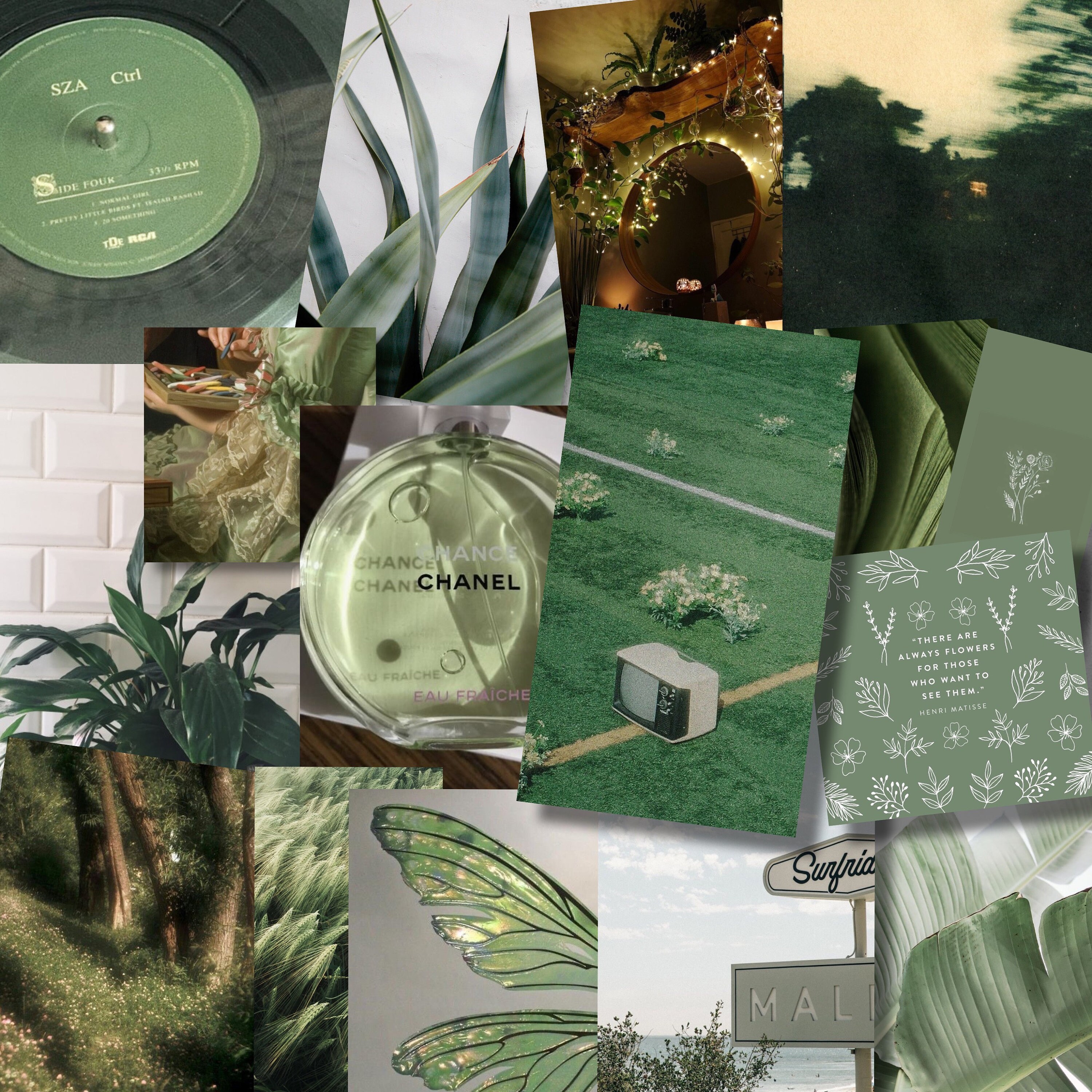 Emerald green wall collage kit earthy aesthetic wall collage Etsy