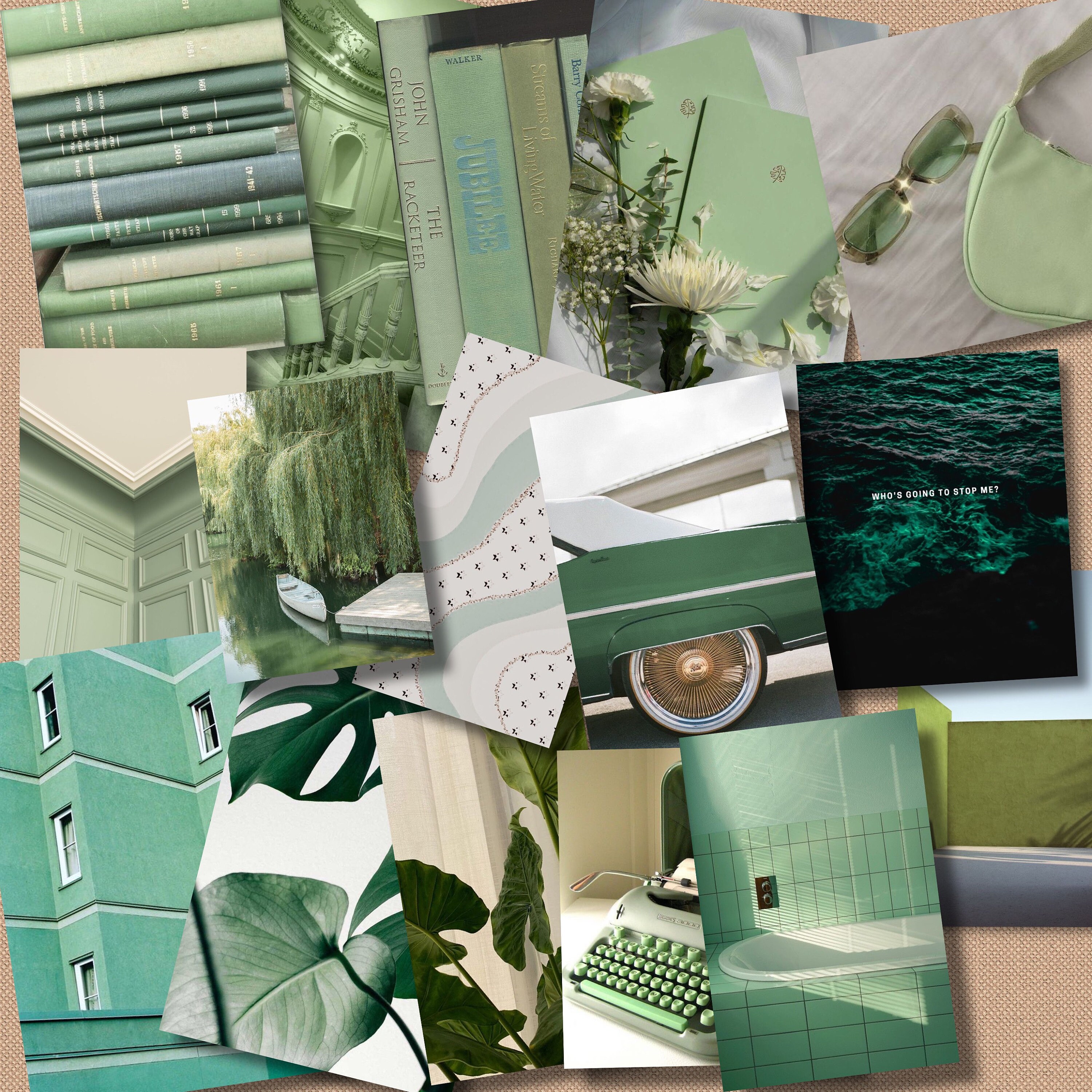 Emerald green wall collage kit earthy aesthetic wall collage Etsy