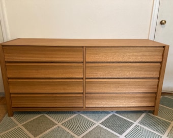Mid Century Modern John Keal for Brown-Saltman Double Dresser Model 8013 | Professionally Refinished Rare Cuban Mahogany Credentials Drawer
