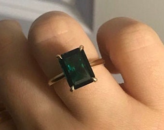 Natural Emerald /& Coral Wreath Ring 14K White Gold Plate ~ Unique Ring ~ Gift for Her Size 8 14