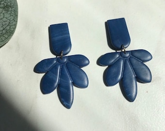 Navy Blue and White Earrings- lightweight earrings - hypoallergenic earrings
