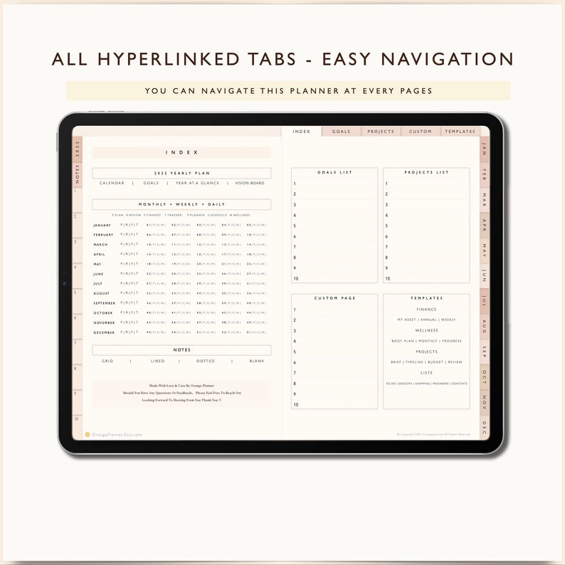 Goodnotes Planner Templates 2022 Digital Journal 2022 Etsy Canada