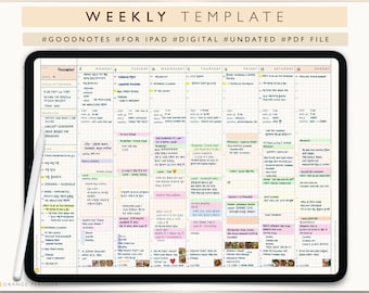 Weekly Planner Goodnotes Template, Undated  Weekly Planner Template,  Digital Planner Template, Goodnotes Journal, Undated Digital Template