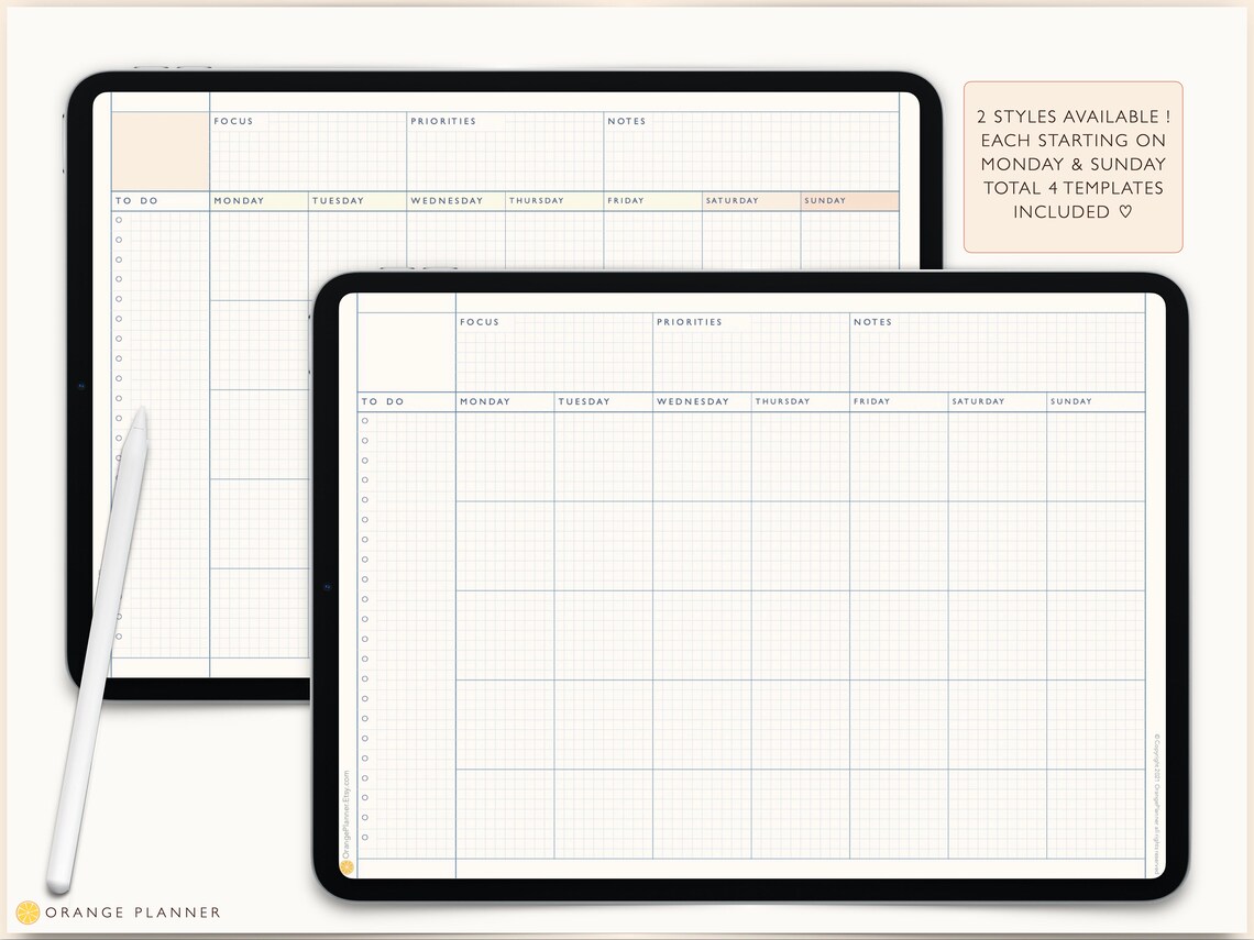 Monthly Goodnotes Template Undated Monthly Planner Template Etsy