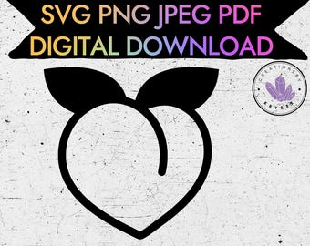 Peachy Booty heart shaped peach  Svg,Png,Pdf,Jpg