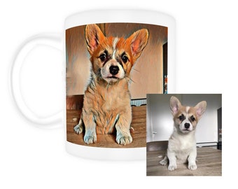 Tasse Hund dog mum dad foto bedruckt mug Mosaik Sketch Mama Papa Tier