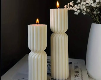 Stumpenkerze spiral Nordic boho geriffelt candle deko twist