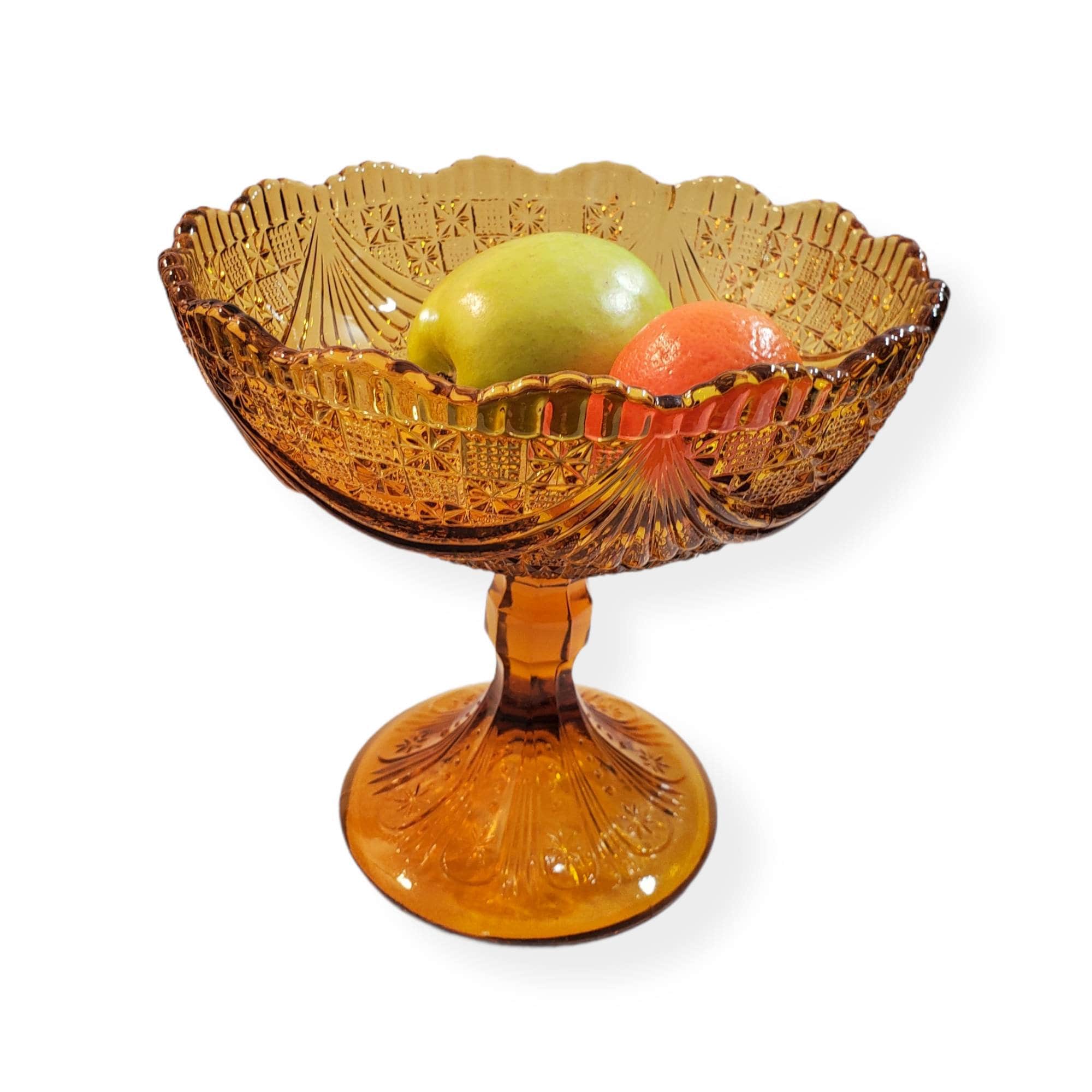 Vintage Amber Glass Pedestal Bowl Art Deco Dish for Fruits Etsy