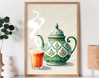 Masala Chai Watercolour Art, Chai Art, South Asian Art, South Asian Wall Art, Desi Art illustration, American Indian Art, Indian Wall Art