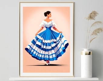 El Salvador Art, Hispanic Art, Mexican Art, Latino Art, Mexican Women Wall Art, Latino Art Prints, Salvador Folk Art, Latin American Art