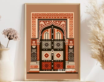 Desi Palace Door South Asian Art, Detailed Indian Art, Bangladeshi Art, Pakistani Art, Temple Art Print, Asian Painting, Digital Art