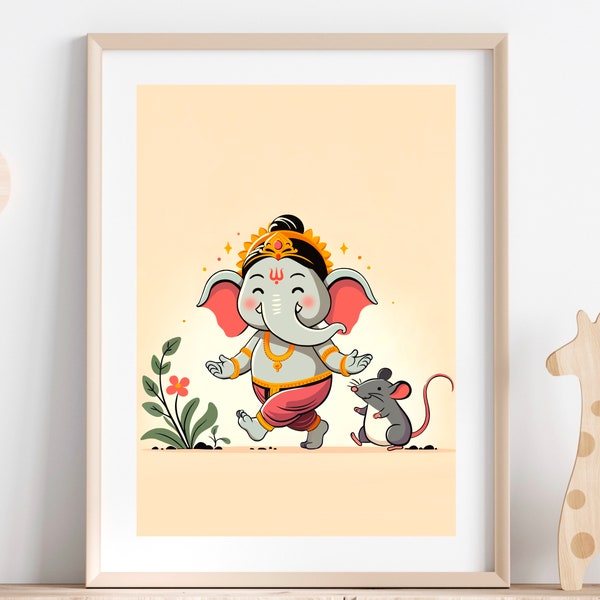 Ganesh Nursery Art, Baby Ganesh, Ganesha, Hindu God Art, Indian God Wall Art, South Asian Art, Indian Art, Ganesh Wall Art, Hindu Wall Art