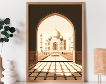Taj Mahal Agro Travel Print Modern Islamic Home Decor Taj Mahal Art Indian Art South Asian Art Islamic Wall Art Mosque Digital Print Indian