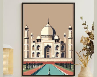 Taj Mahal Agro Travel Print Modern Islamic Home Decor Taj Mahal Art Indian Art South Asian Art Islamic Wall Art Mosque Digital Print Indian