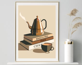 Custom Text Masala Chai Art Chai Art South Asian Art South Asian Wall Art Desi Art Desi illustration American Indian Wall Art Download