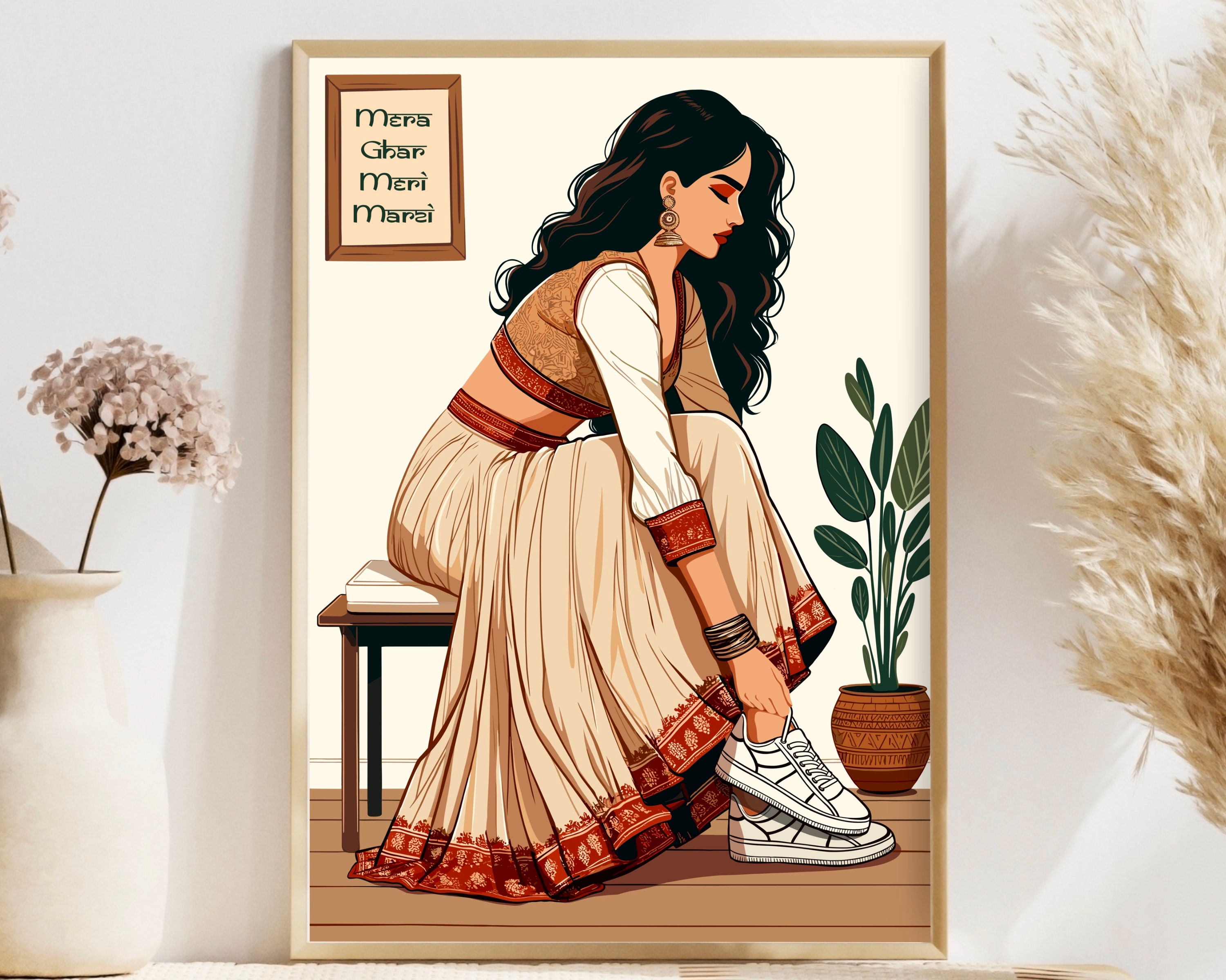 Modern Indian Woman Baddie Art, Mera Ghar Meri Marzi, Desi Art, Indian Wall Art, South Asian Art, Indian Art, Brown Girl, South Asian Prints