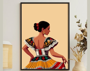El Salvador Art, Hispanic Art, Mexican Art, Latino Art, Mexican Women Wall Art, Latino Art Prints, Salvador Folk Art, Latin American Art