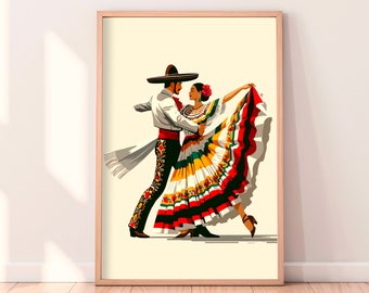 Mexican Couple Printable Artwork, Digital Download, Hispanic