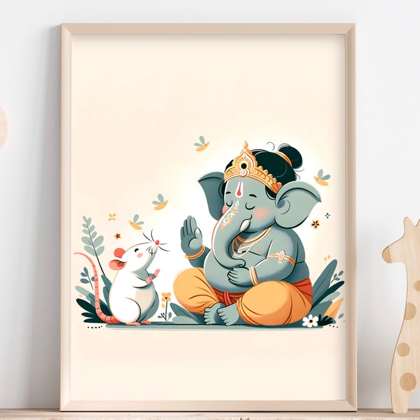 Ganesh Nursery Art, Baby Ganesh, Ganesha, Hindu God Art, Indian God Wall Art, South Asian Art, Indian Art, Ganesh Wall Art, Hindu Wall Art