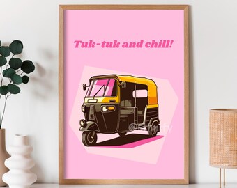 Indian Auto Rickshaw, Bombay Pop Art, Tuk Tuk Print, Pakistani Rickshaw, Desi Illustrations, Home Wall Decor, Indian Poster Wall Art.