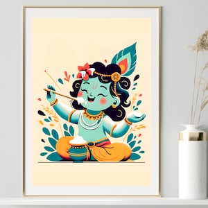 ベビークリシュナアート, マカンチョー, クリシュナアート, クリシュナ, ヒンドゥー教の神のアート, インドの神の壁アート, 南アジアのアート, インドアート, ヒンドゥー教の壁アート